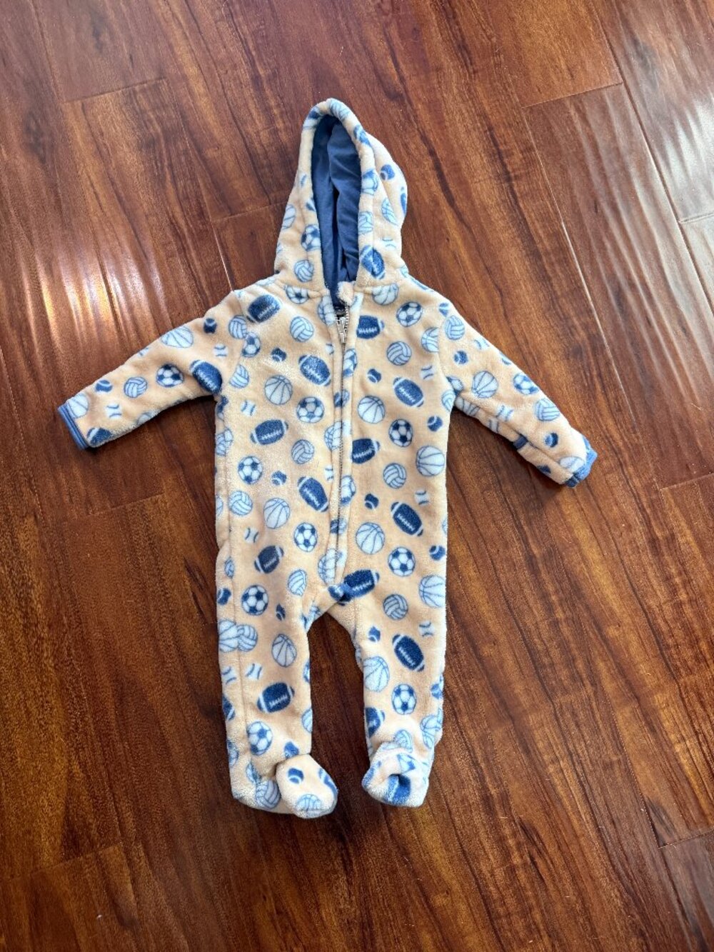 Mick Mack Babies Hooded One Piece Full Zip Footed Pajamas Size 6-9 Months